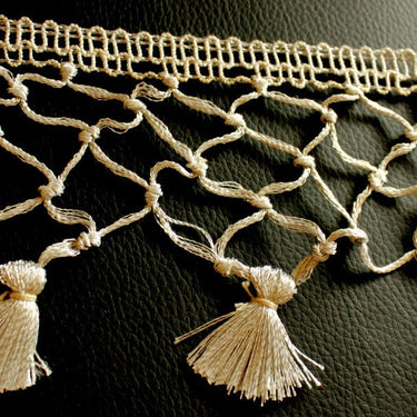 Silver Shimmer Thread Tassels One Yard Trim, Approx. 12cm Wide